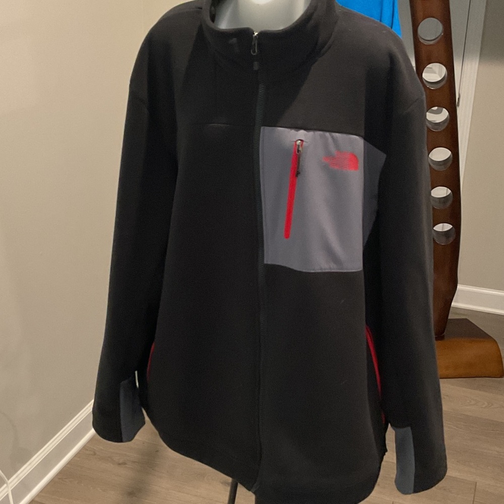 The North Face Black and Gray Jacket with Red Accents